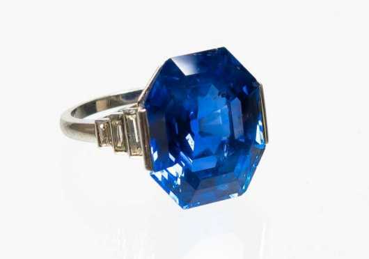 Burmese Sapphire Period Art Deco Platinum and Diamond Ring