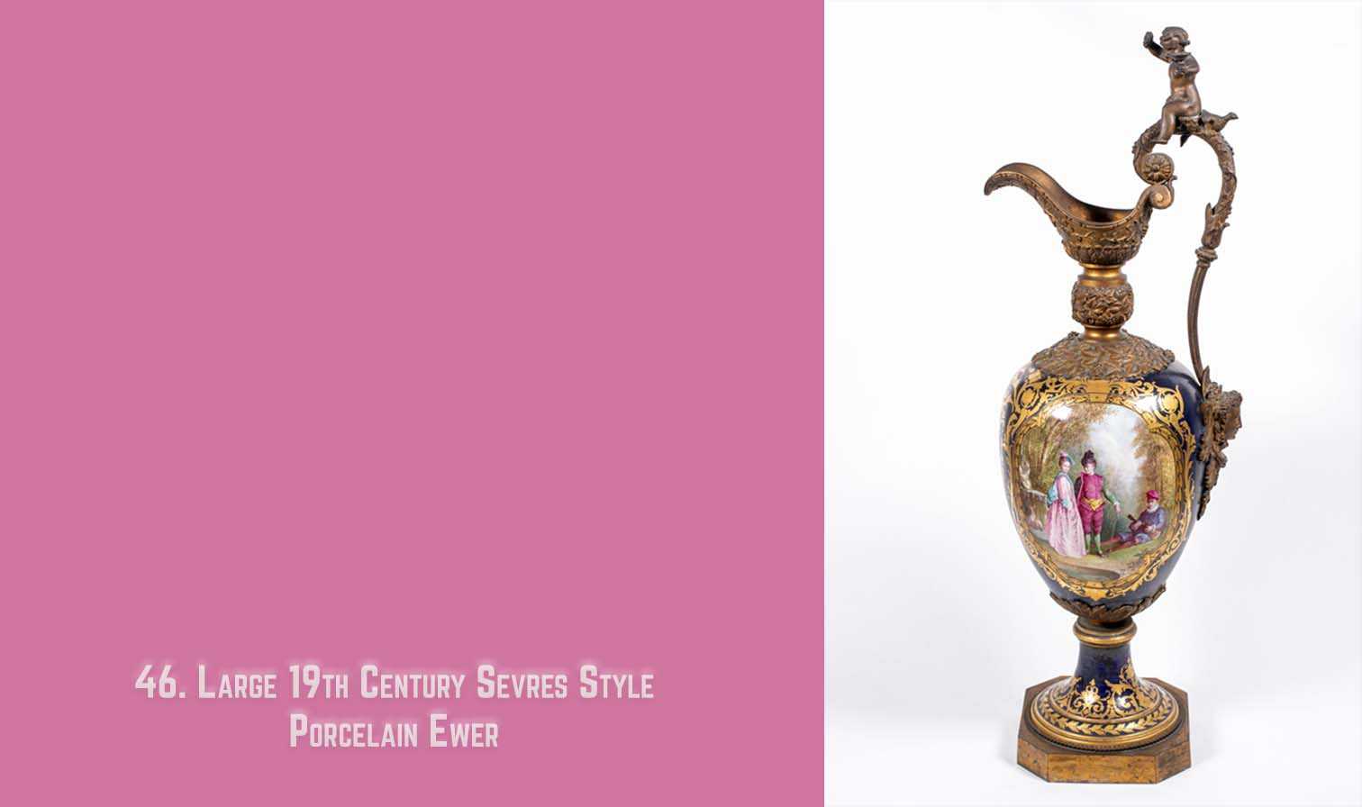 19thC Large Sevres Style Porcelain Ewer
