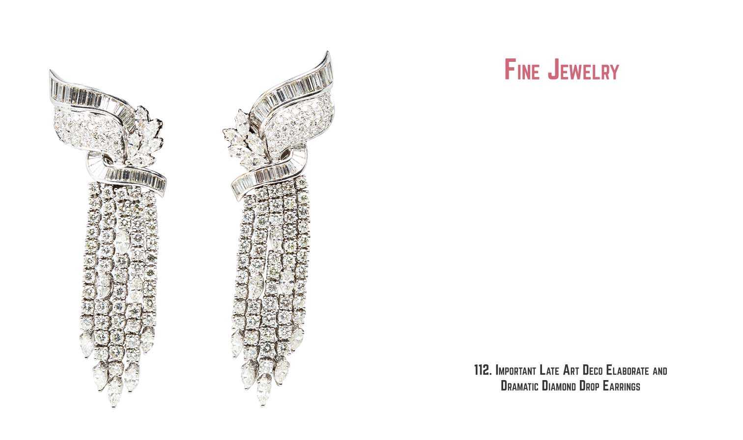 Important Late Art Deco Elaborate and Dramatic Diamond Drop Earrings
