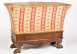 French Empire One Drawer Mahogany and Upholstered Hamper Signed by Cabinet Maker Jacob D R Meslee