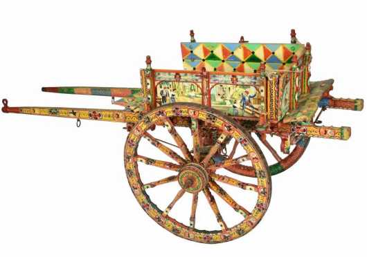 Important Italian Paint Decorated Donkey Cart by Domenico di Mauro