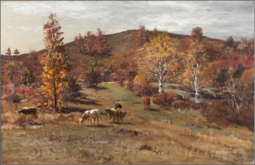â€�“Autumn Landscapeâ€ by Monadnock artist William Preston Phelps brought $4,800.