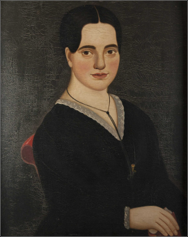 Attributed to William Matthew Prior, the portrait of Malvina Harriman of Dover, N.H., realized $3,600.